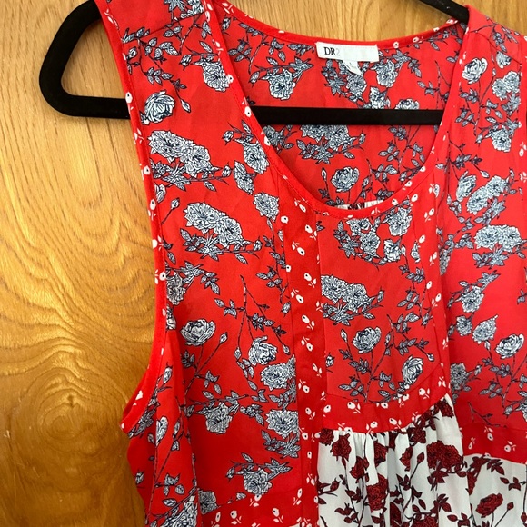 DR2 color blocked floral print sleeveless blouse L - Picture 4 of 5